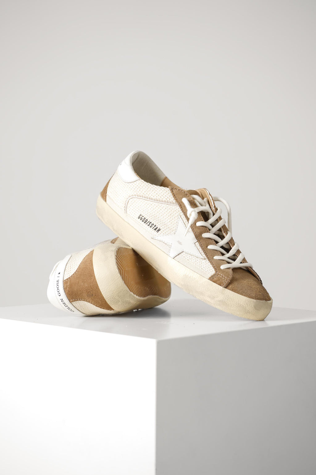 Golden Goose Super Star Crochet Fabric Upper Leather Star – Cream/White/Brown