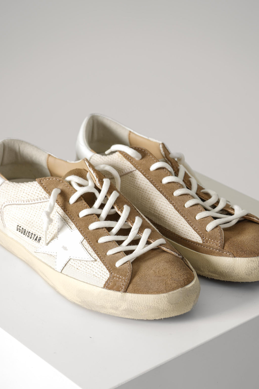 Golden Goose Super Star Crochet Fabric Upper Leather Star – Cream/White/Brown