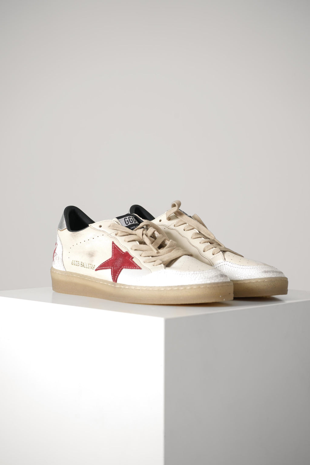 Golden Goose Ballstar Nappa Upper And Tongue Crack Suede Toe And Spur Suede Star Laminated Nappa Heel – Butter