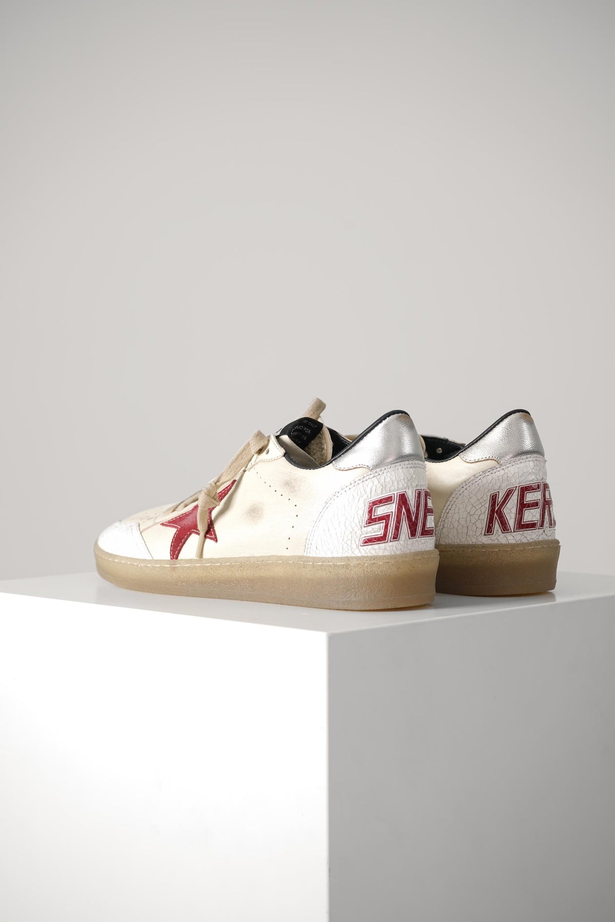 Golden Goose Ballstar Nappa Upper And Tongue Crack Suede Toe And Spur Suede Star Laminated Nappa Heel – Butter