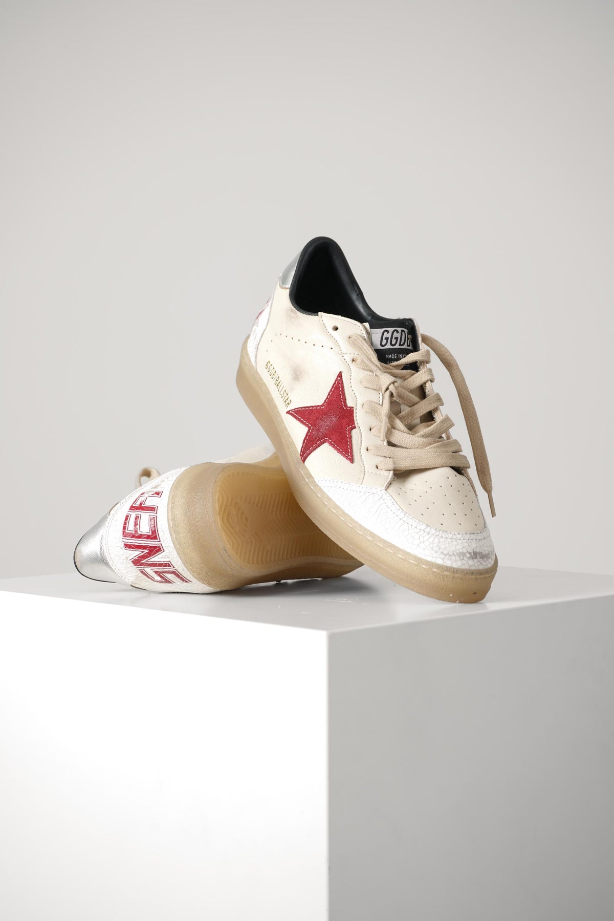 Golden Goose Ballstar Nappa Upper And Tongue Crack Suede Toe And Spur Suede Star Laminated Nappa Heel – Butter