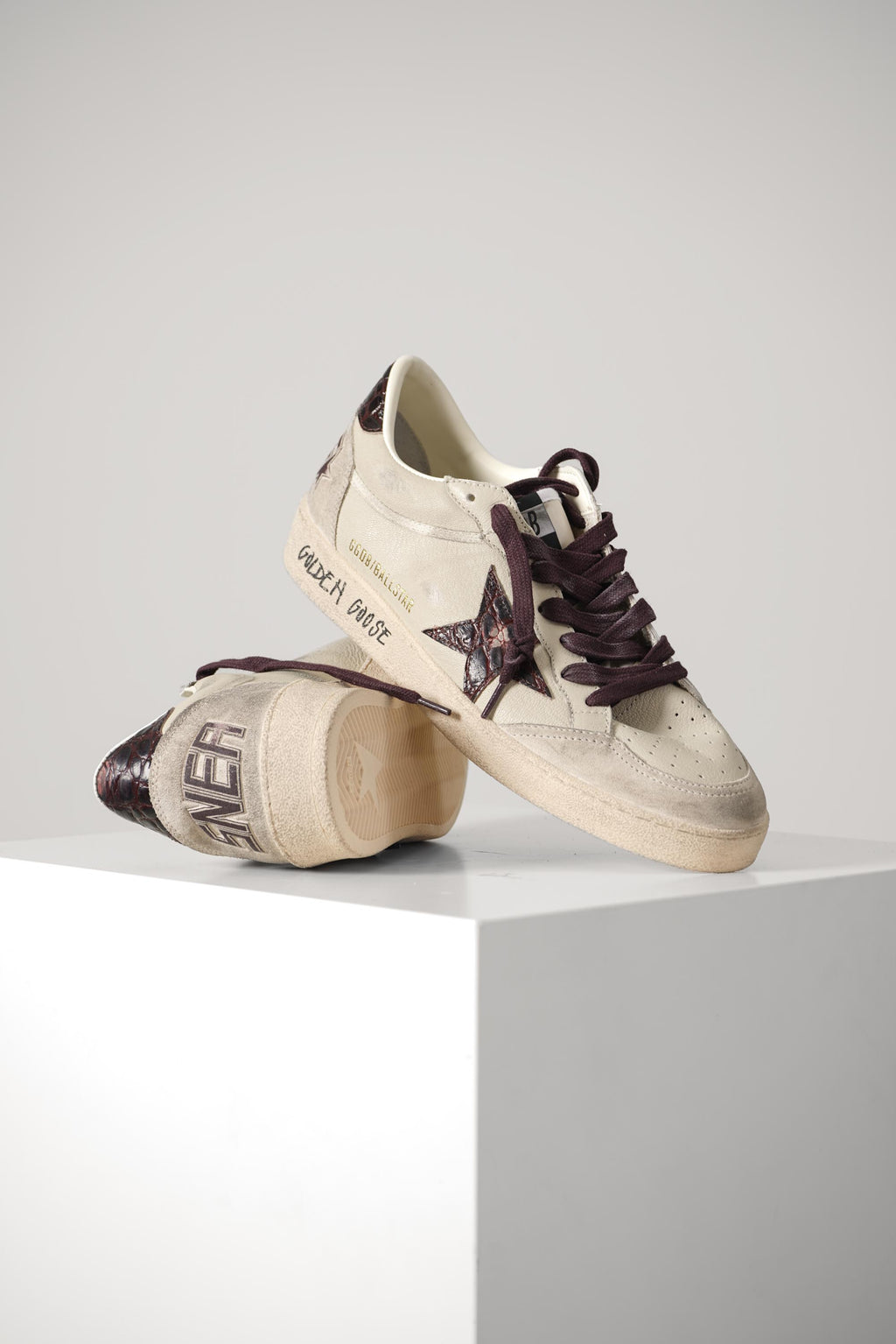 Golden Goose Ball Star Nappa Upper Suede Toe And Heel – Cream/Grey/Beige/Burgundy