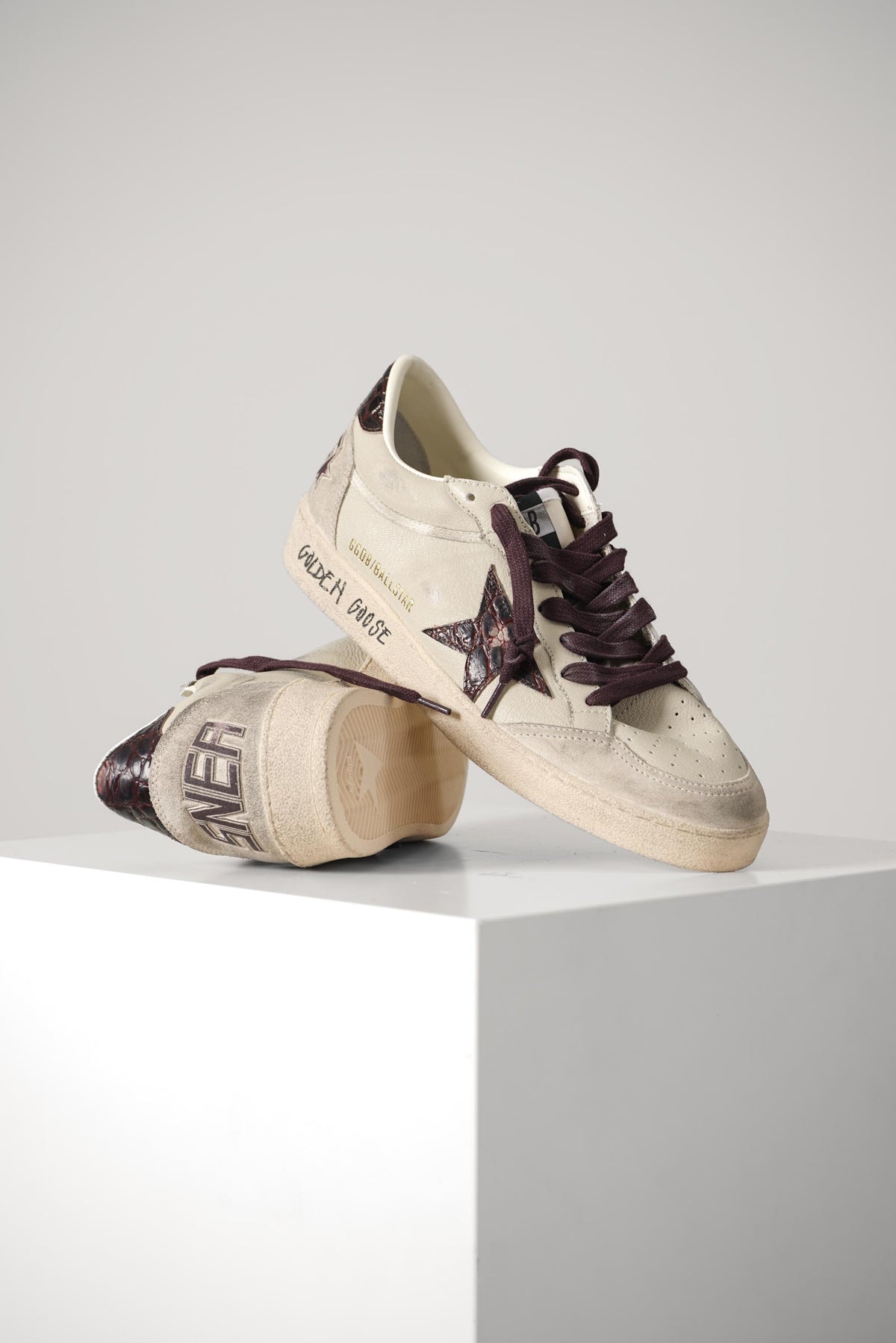 Golden Goose Ball Star Nappa Upper Suede Toe And Heel – Cream/Grey/Beige/Burgundy