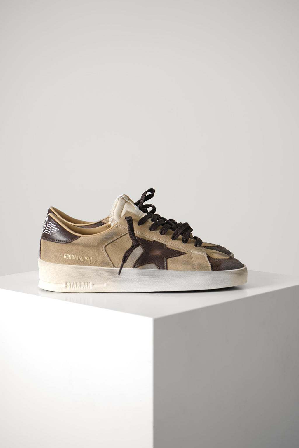 Golden Goose Stardan Suede Toe Nylon Tongue Suede Upper Leather Star And Heel – Beige/Brown/White