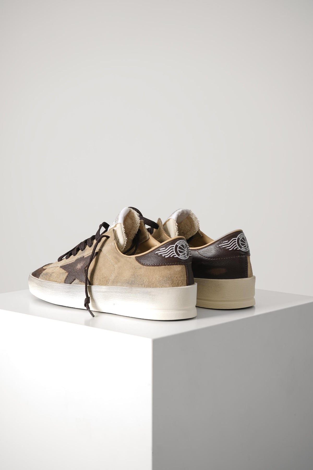 Golden Goose Stardan Suede Toe Nylon Tongue Suede Upper Leather Star And Heel – Beige/Brown/White