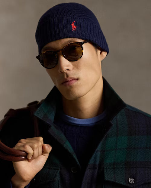 Ralph Lauren Signature Pony Wool Beanie – Hunter Navy