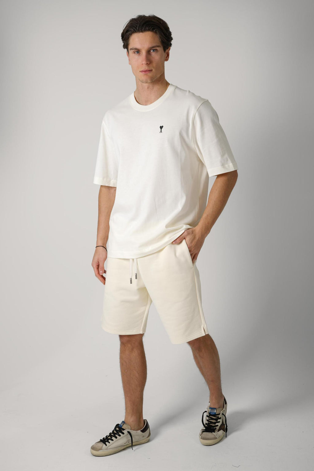Ami Paris Front-Back Tee Creme