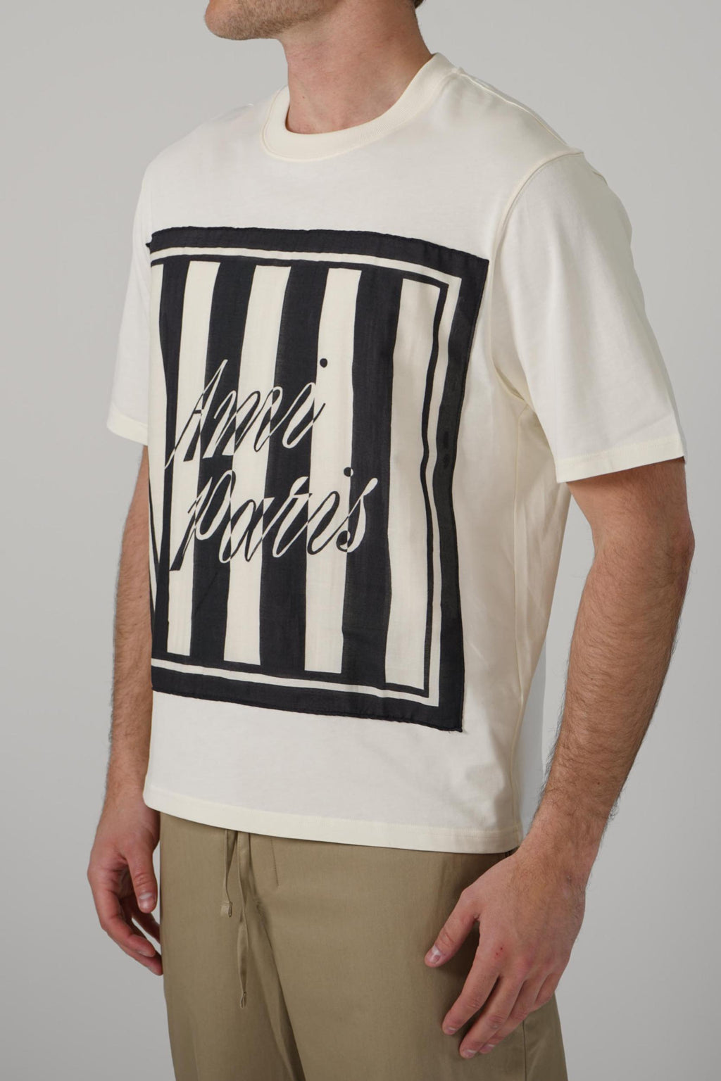 Ami Paris Front Logo T-Shirt Creme