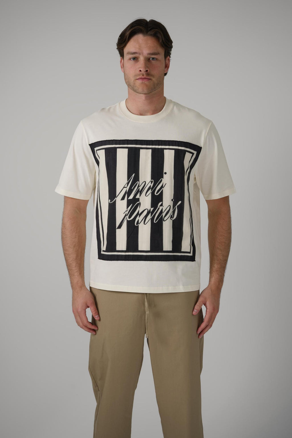 Ami Paris Front Logo T-Shirt Creme