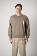 Ami Paris Knitted Heart Logo Crewneck Beige/Taupe