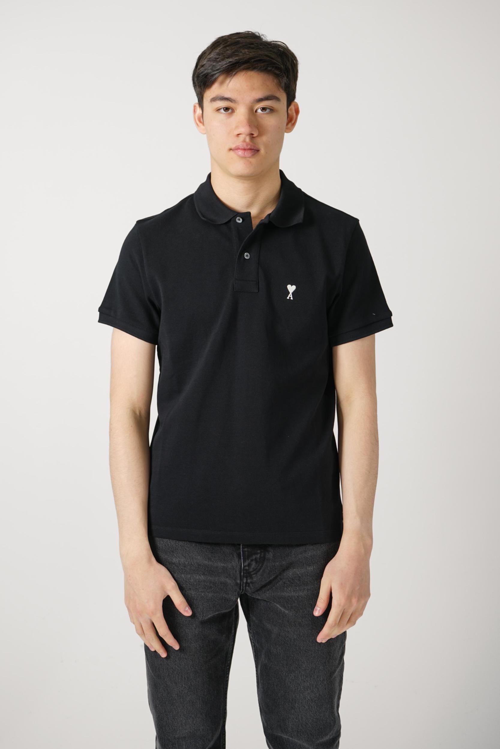 Ami Paris Logo Polo Black