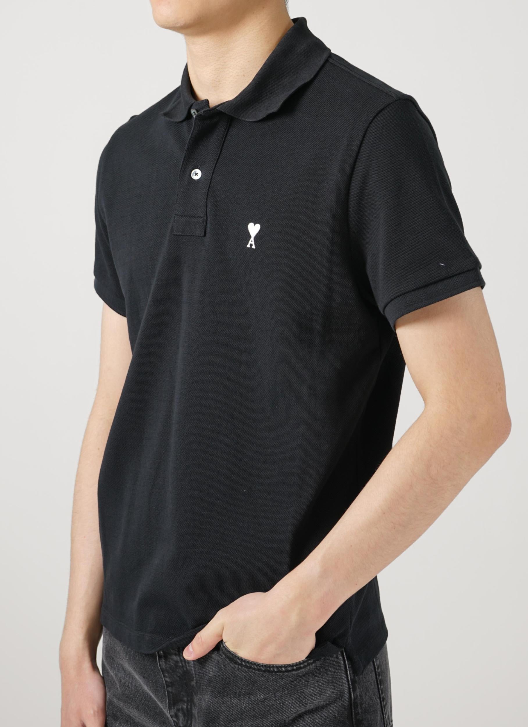 Ami Paris Logo Polo Black