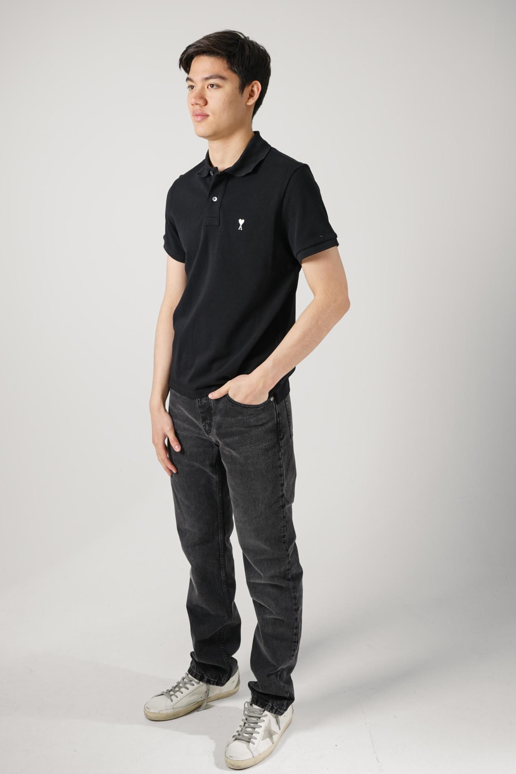 Ami Paris Logo Polo Black