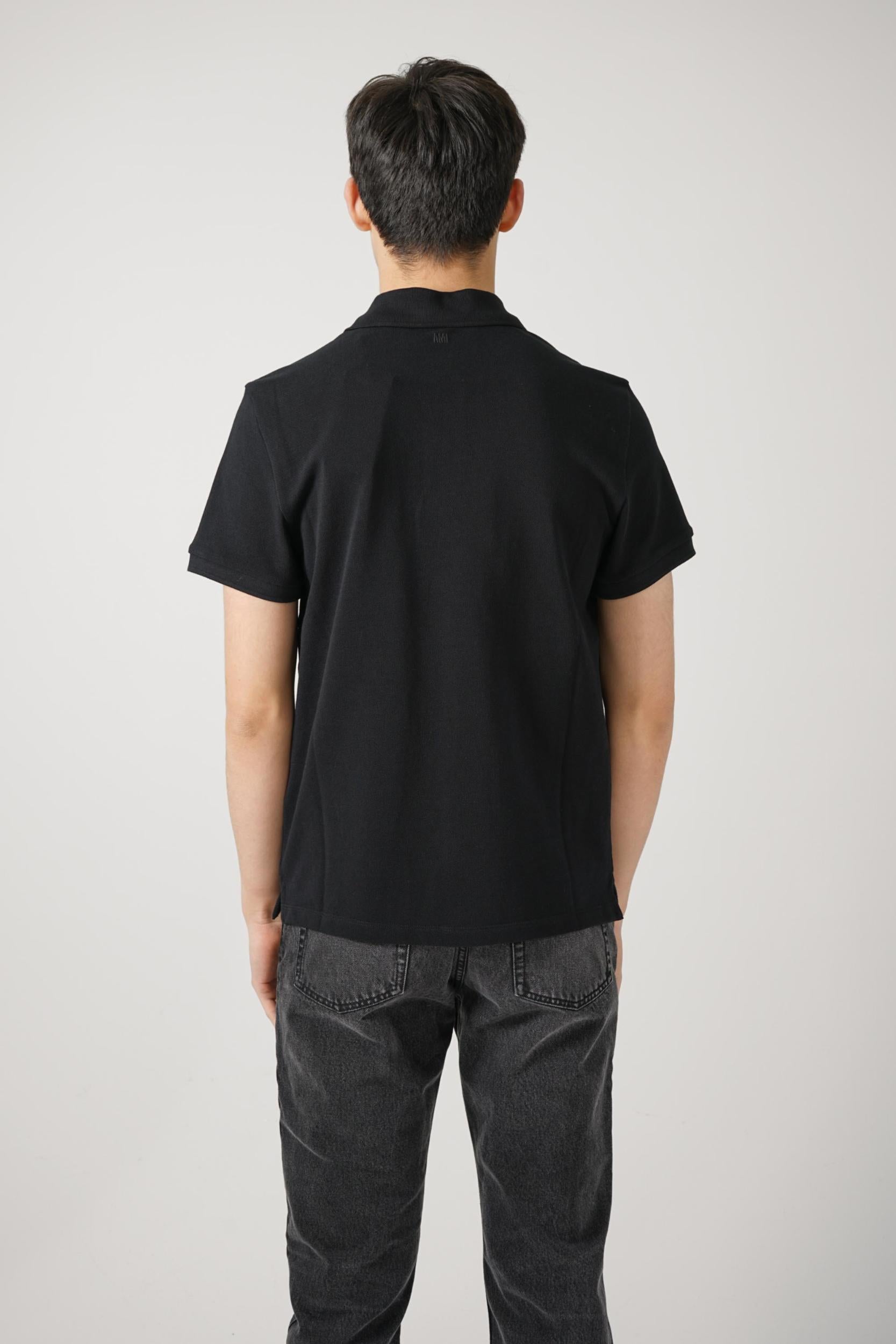 Ami Paris Logo Polo Black