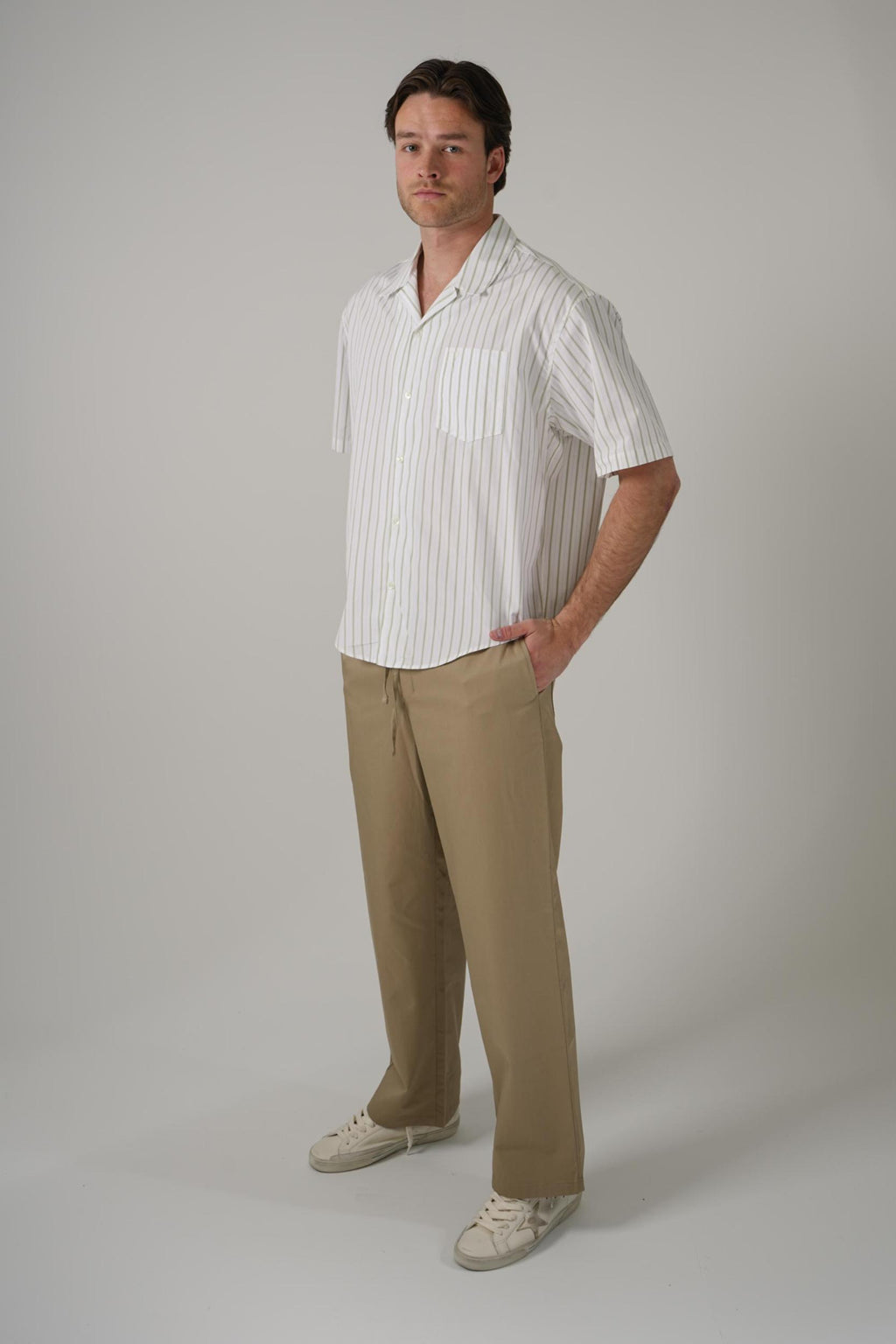 Ami Paris Short-Sleeve Shirt White/Matcha