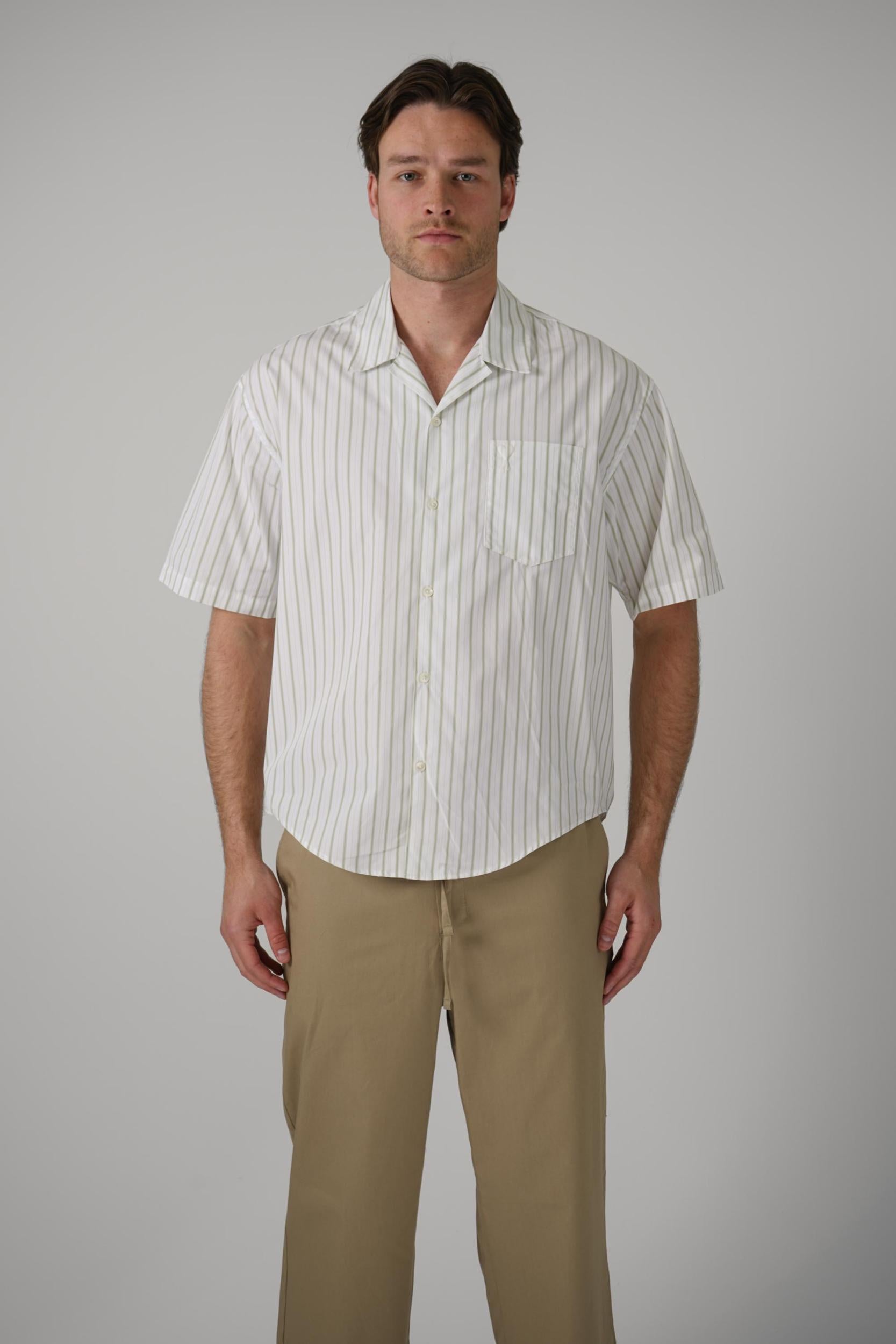 Ami Paris Short-Sleeve Shirt White/Matcha
