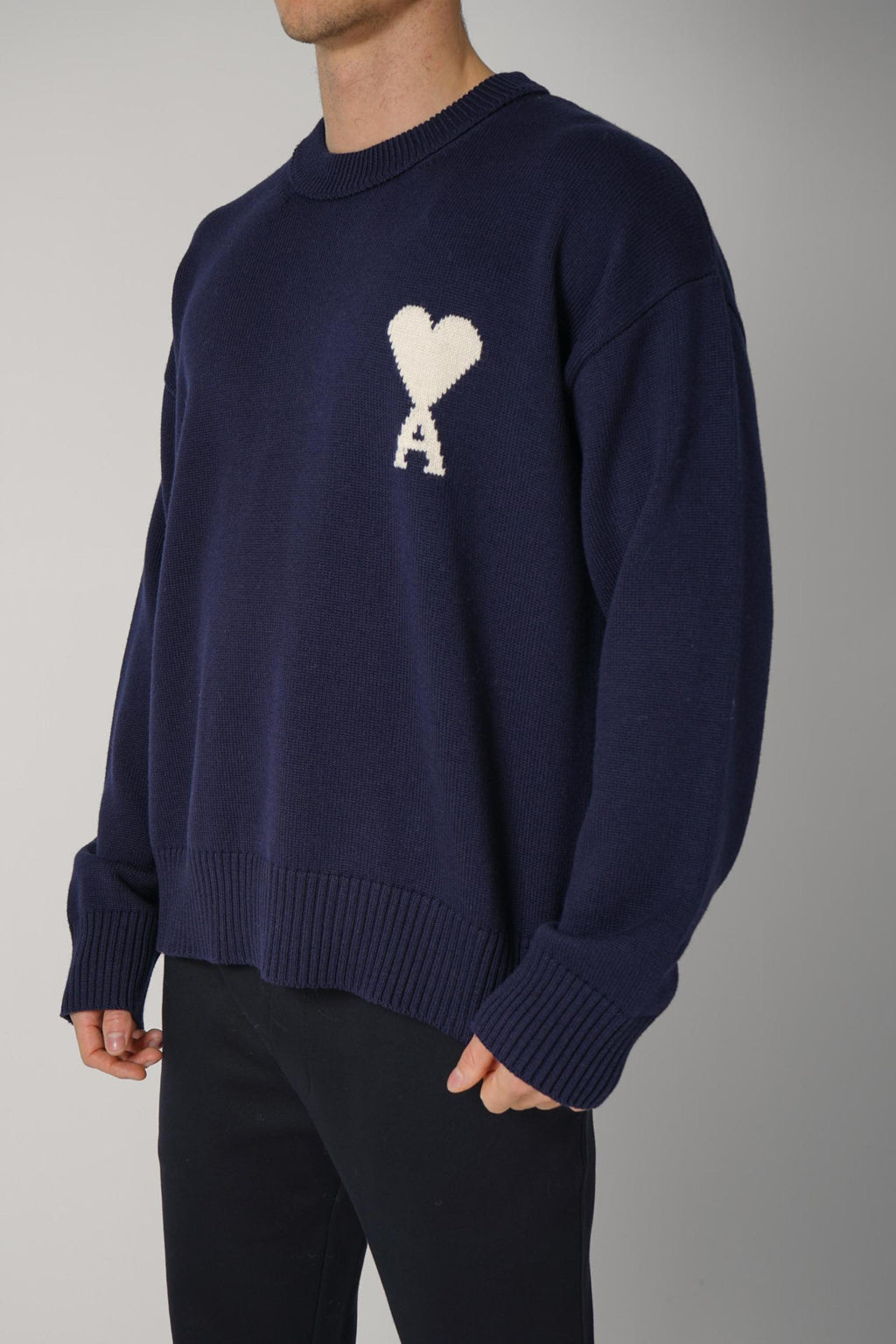 Ami Paris Wool Cotton Sweater Navy