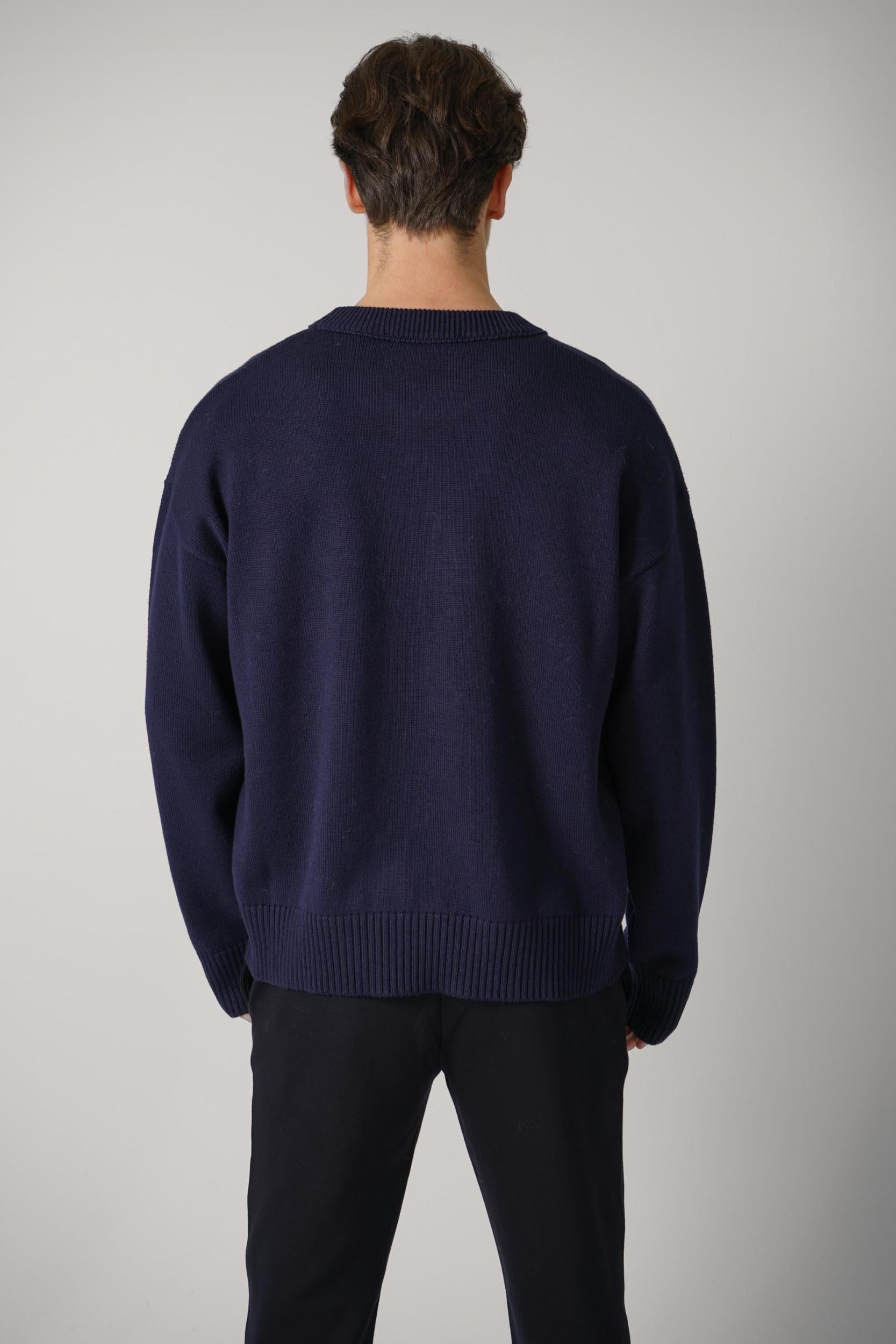 Ami Paris Wool Cotton Sweater Navy