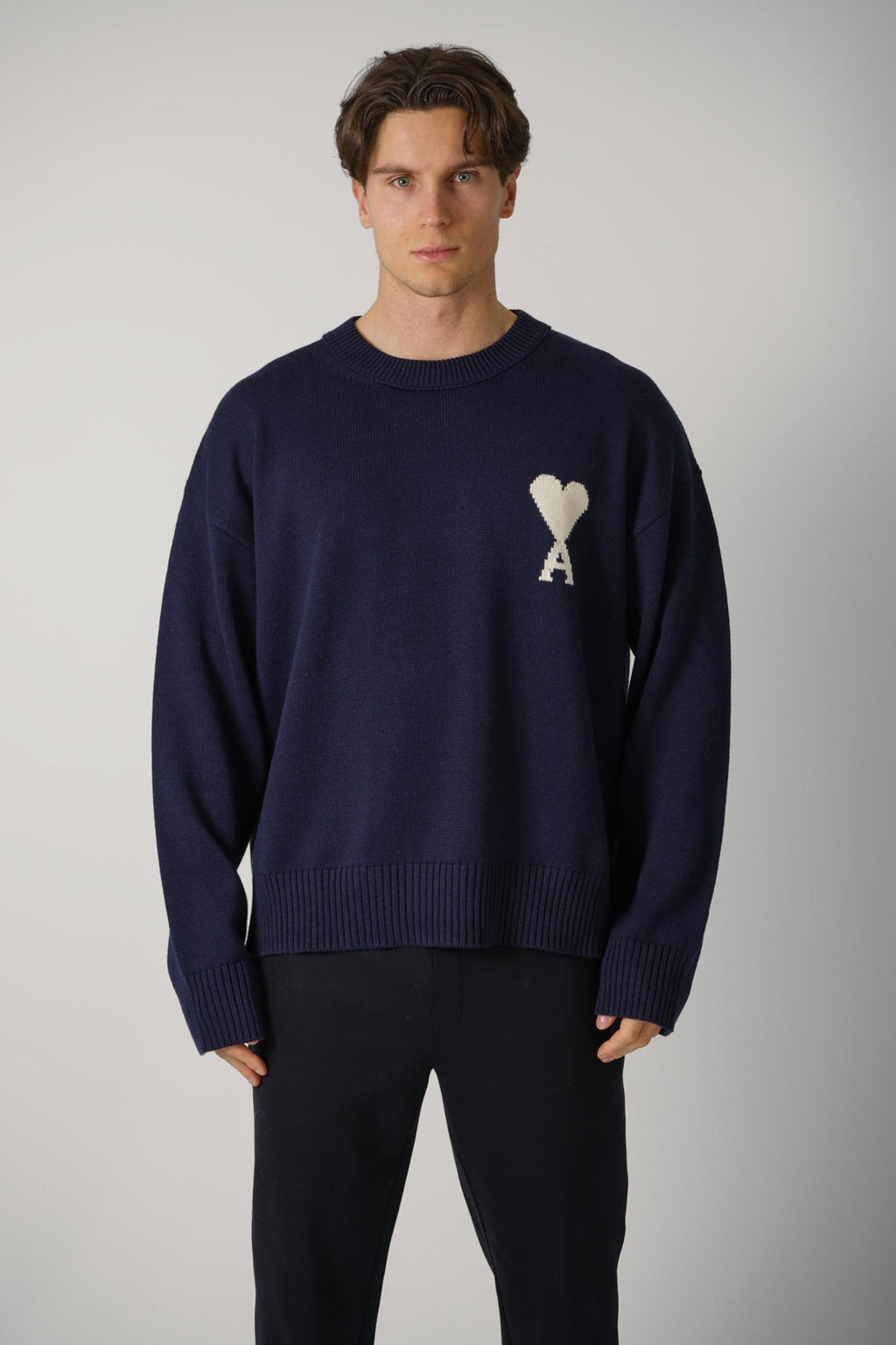 Ami Paris Wool Cotton Sweater Navy
