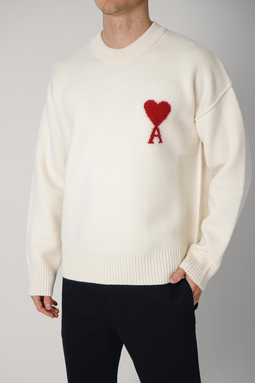 Ami Paris Wool Sweater Off White