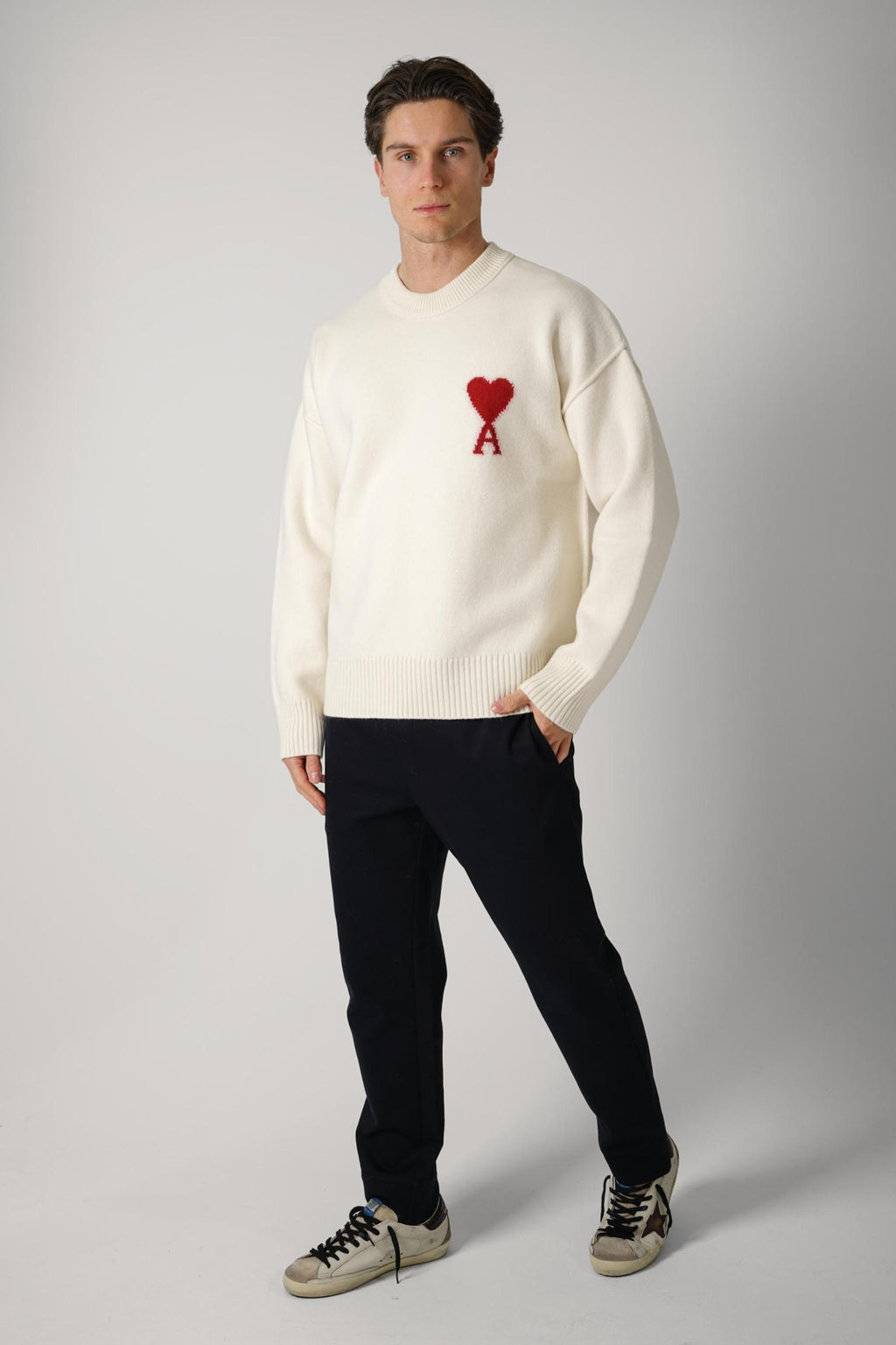 Ami Paris Wool Sweater Off White