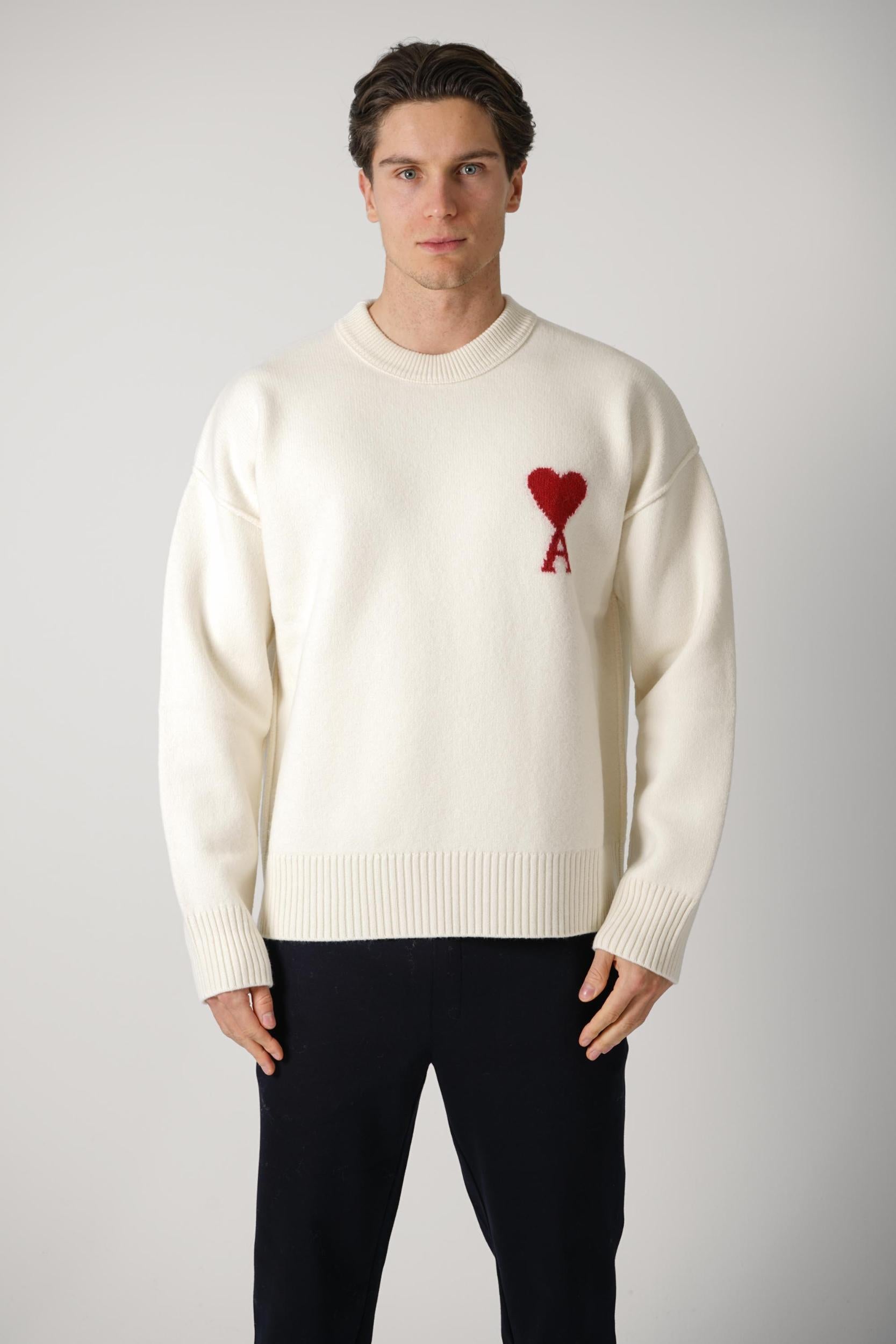 Ami Paris Wool Sweater Off White