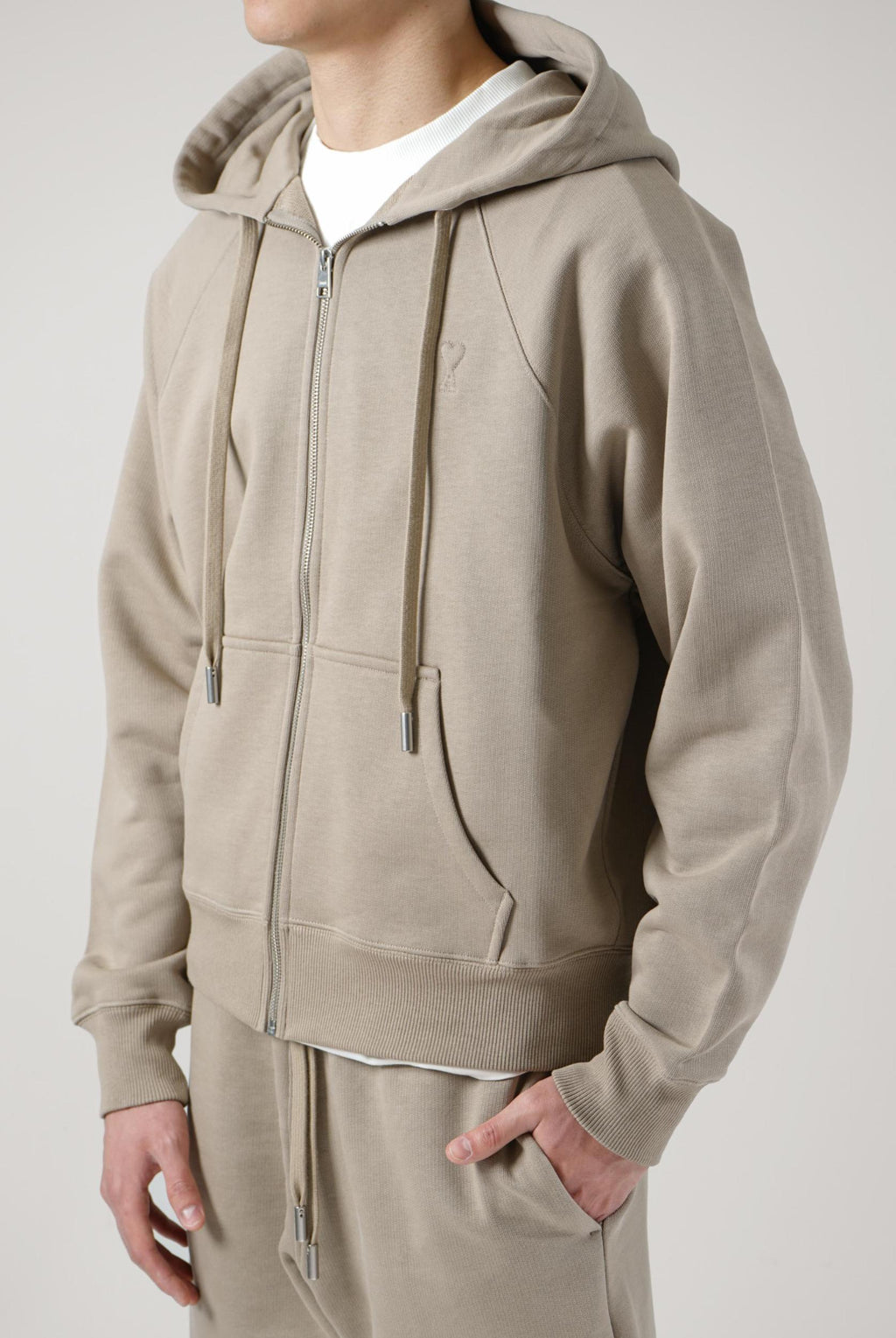 Ami Paris Zip-Up Vest Brown