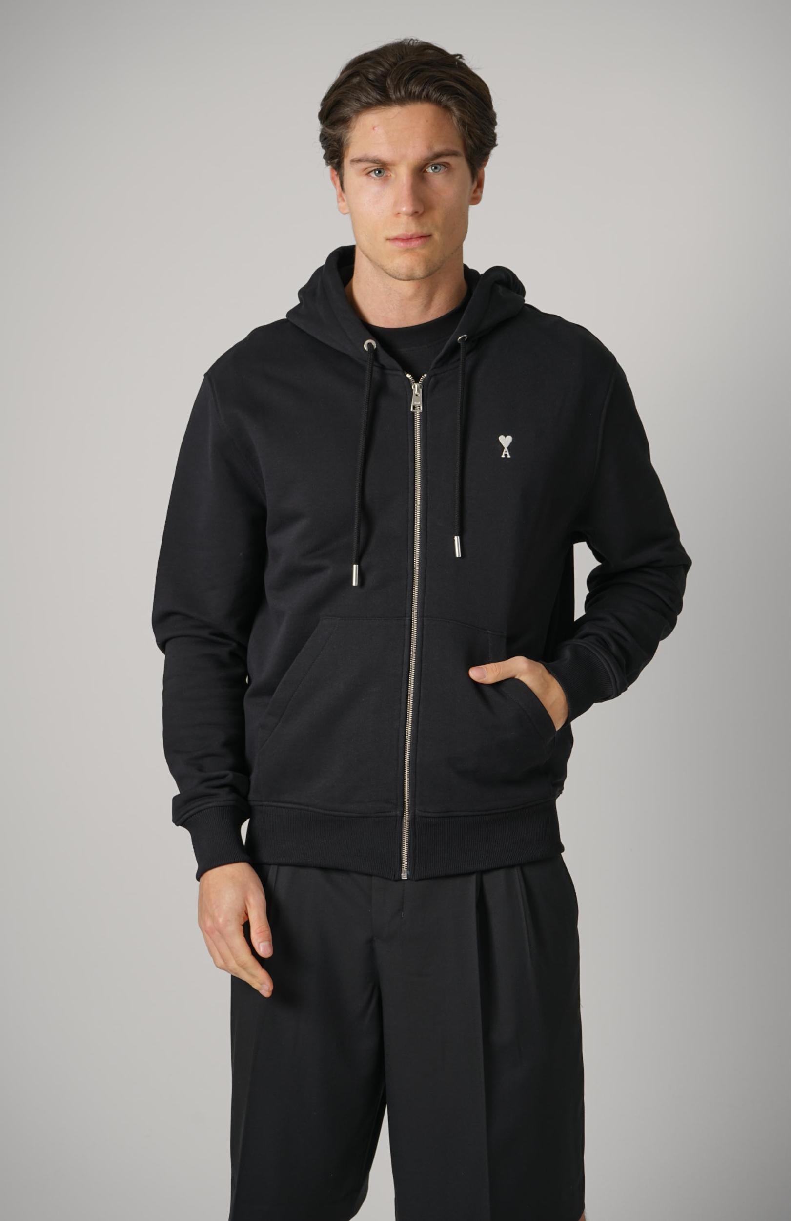 Ami Paris Zipped Hoodie Black