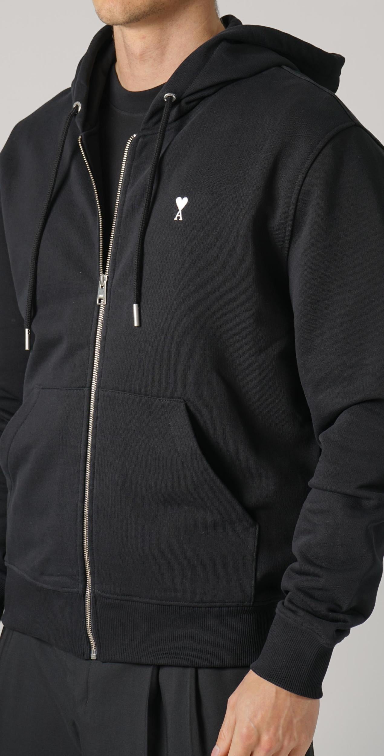 Ami Paris Zipped Hoodie Black