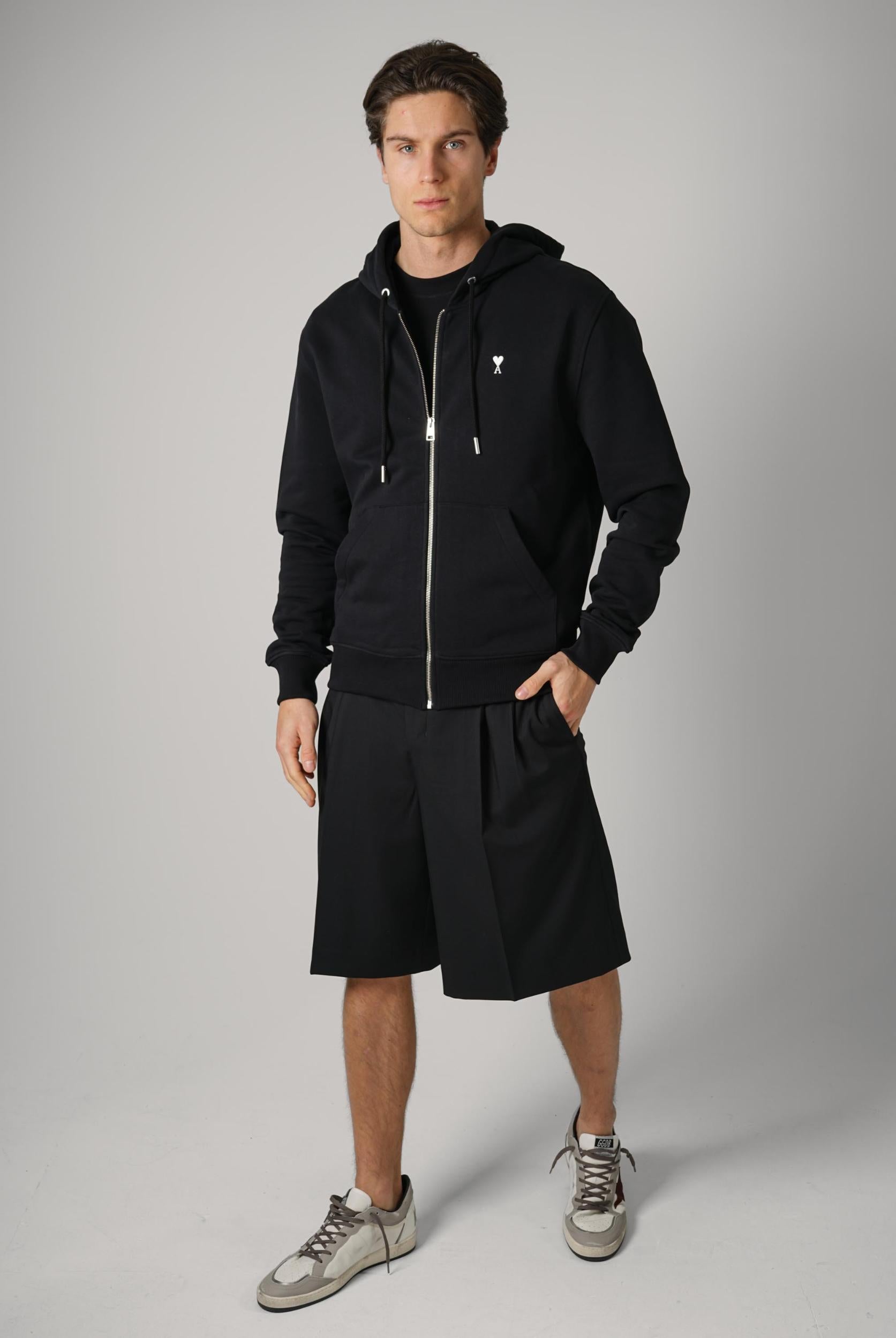 Ami Paris Zipped Hoodie Black