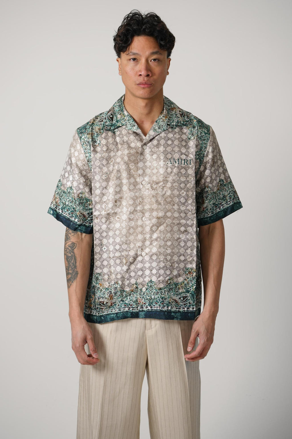 Amiri Bandana Bowling Shirt Green