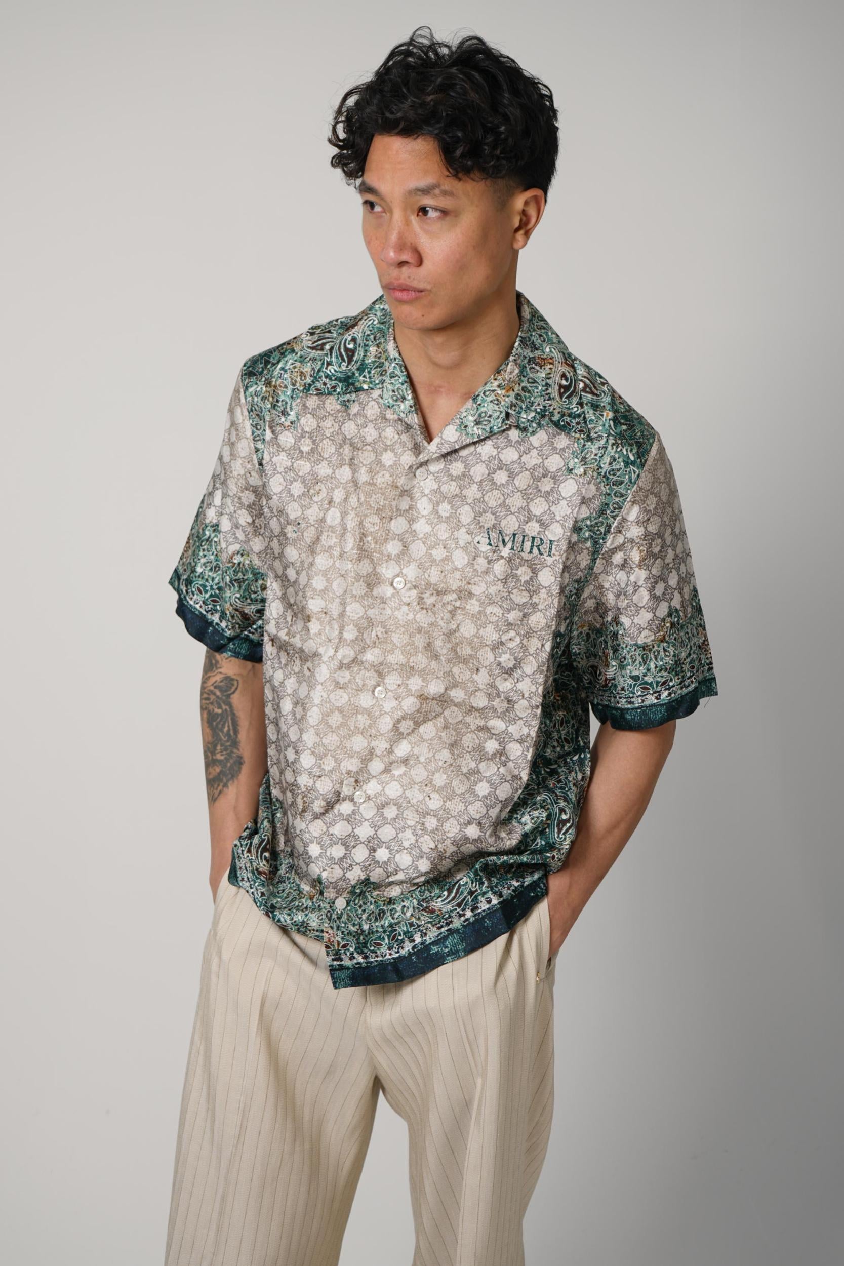 Amiri Bandana Bowling Shirt Green