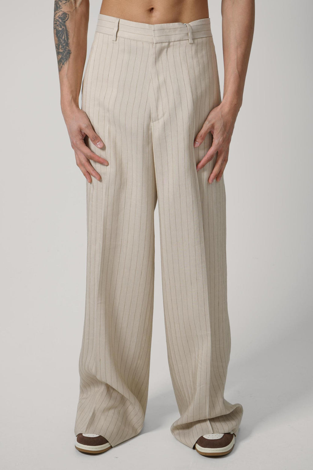 Amiri Striped Tailored Pant Beige