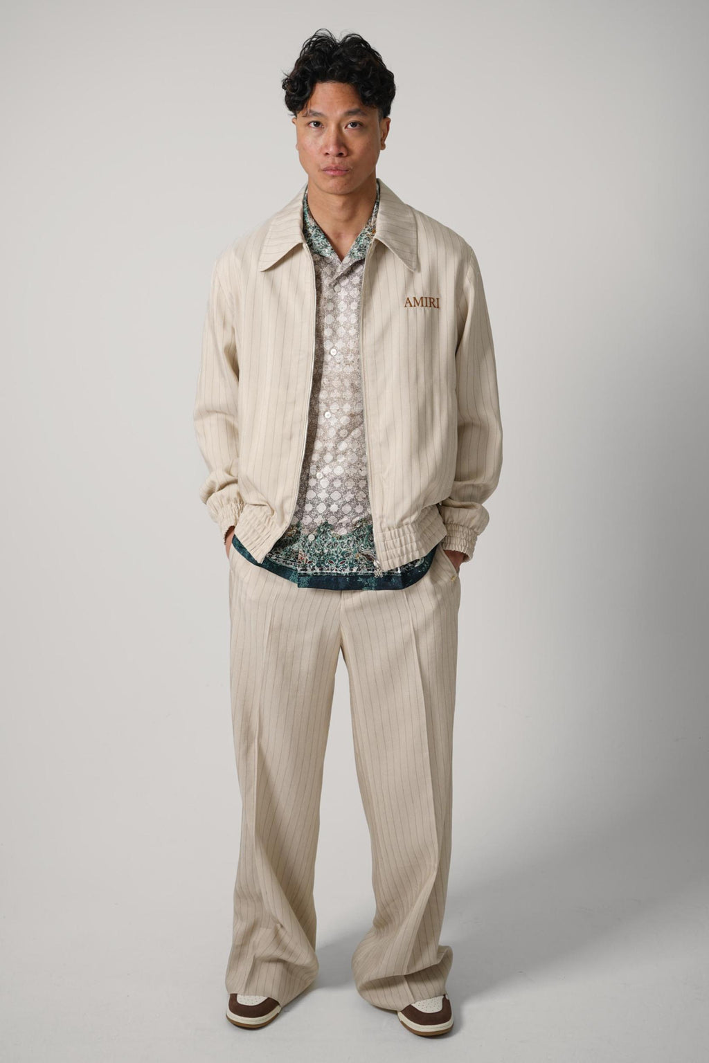 Amiri Striped Tailored Pant Beige