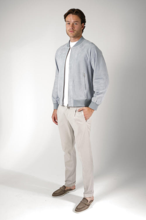 Arma Dion Lamb Suede Jbomber Jacket Vintage Blue