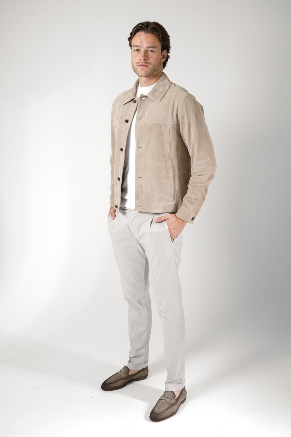 Arma Jaden Goat Suede Sturdy Jacket Grey-Taupe