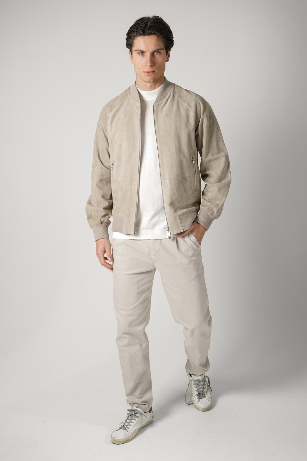 Arma Suede Bomber Jacket  Beige