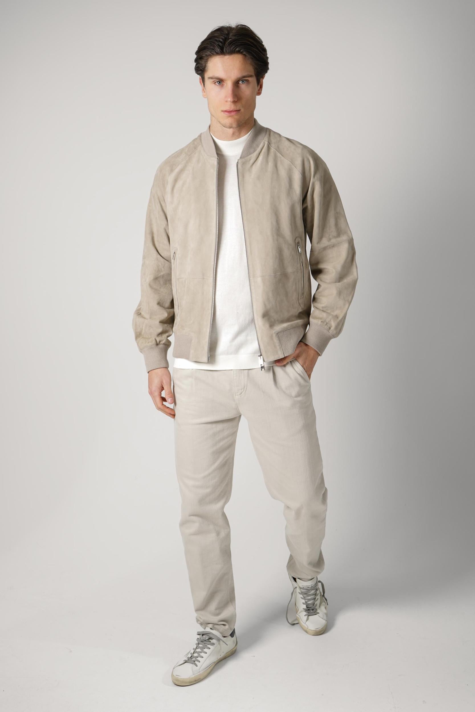 Arma Suede Bomber Jacket  Beige