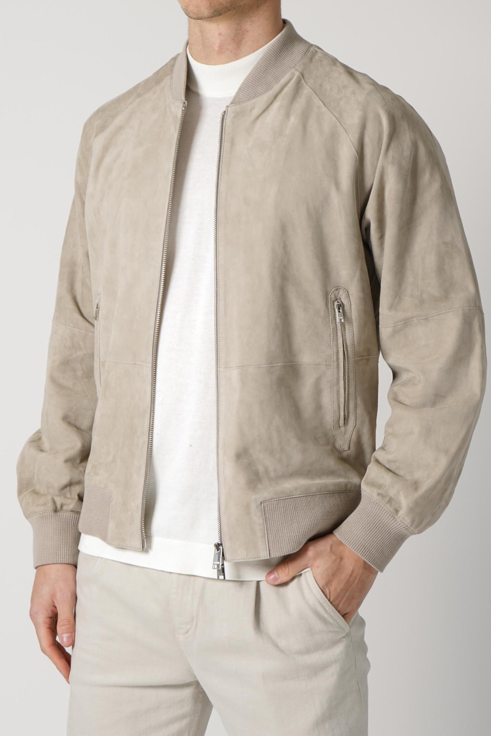 Arma Suede Bomber Jacket  Beige