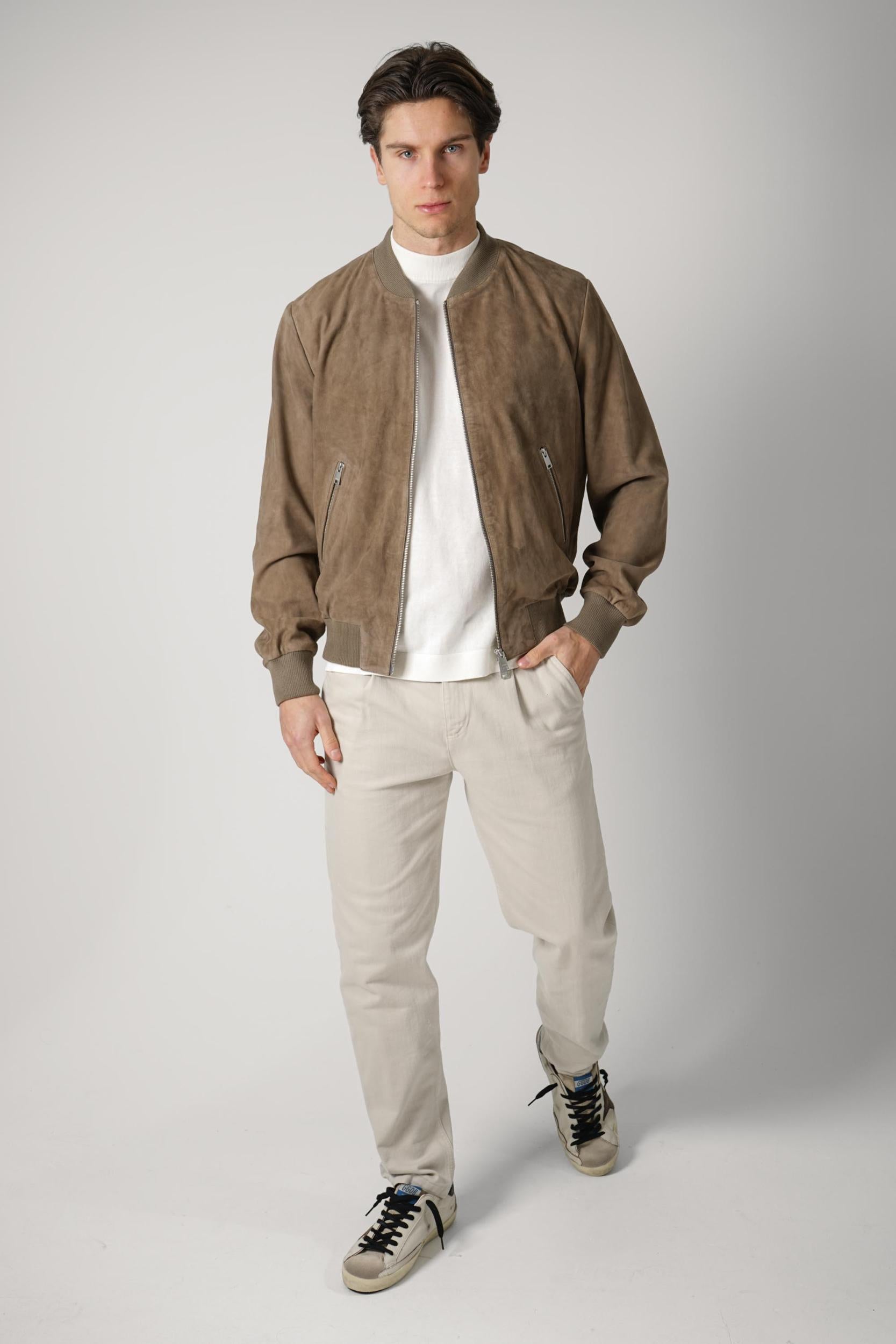 Arma Suede Bomber Jacket Brown