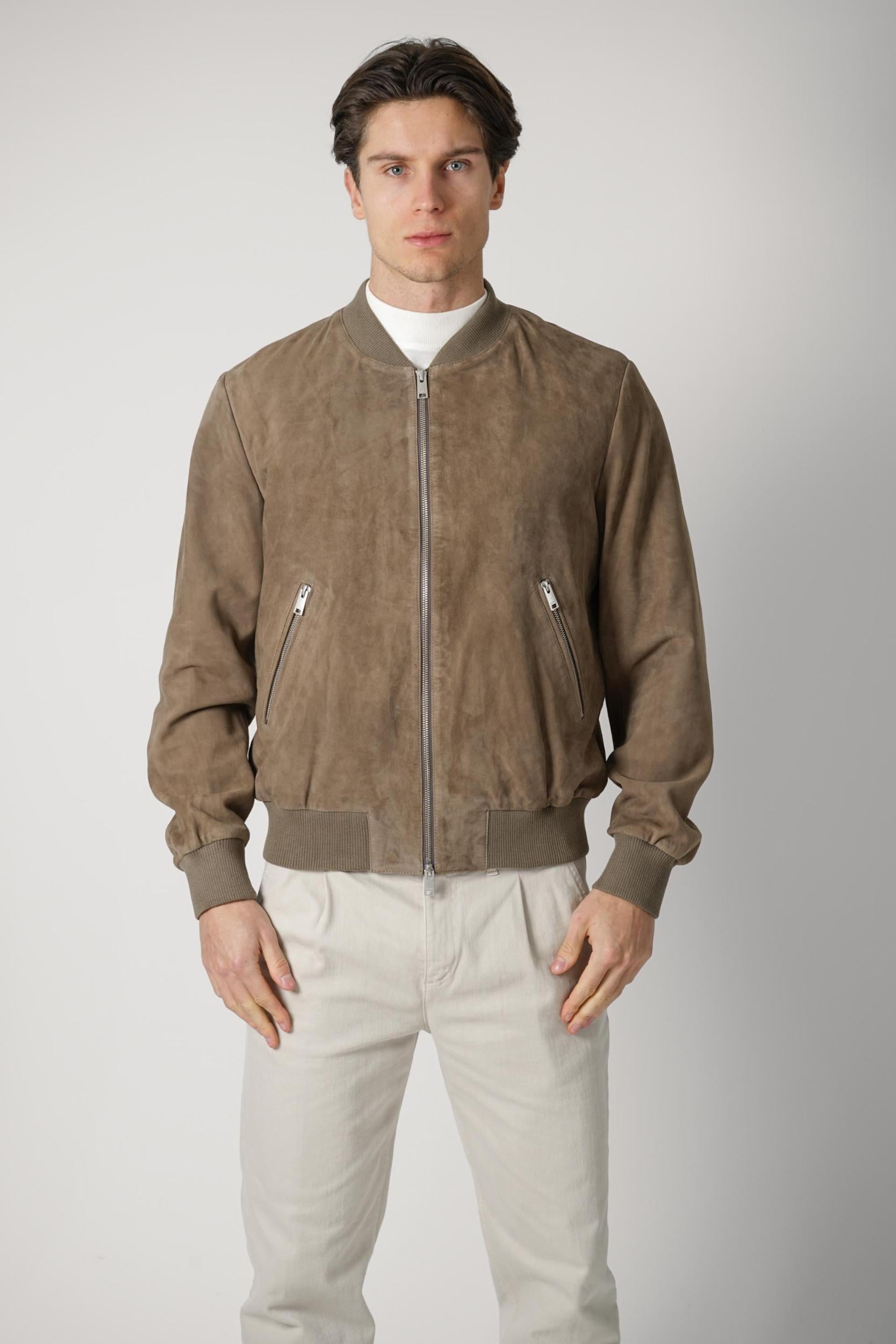 Arma Suede Bomber Jacket Brown