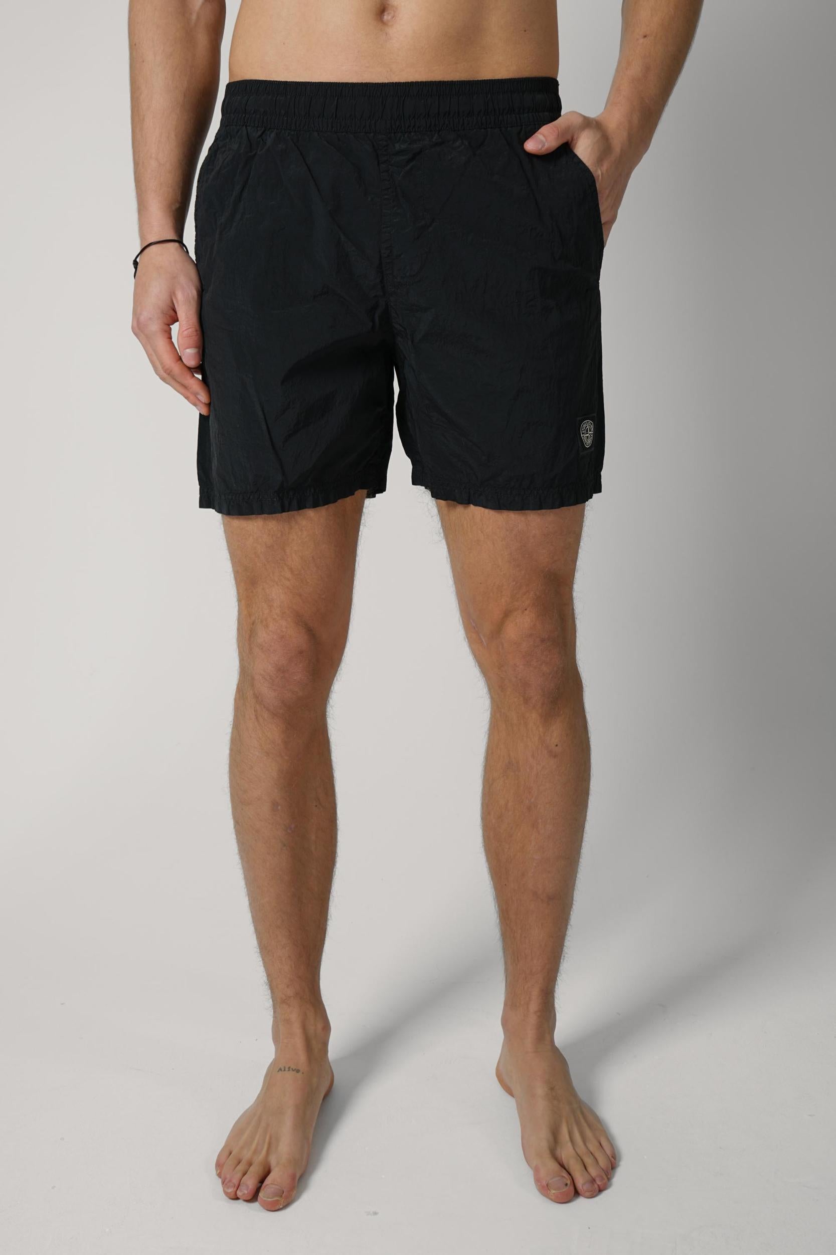 B100004 Stone Island Crinkle Swim Short Black