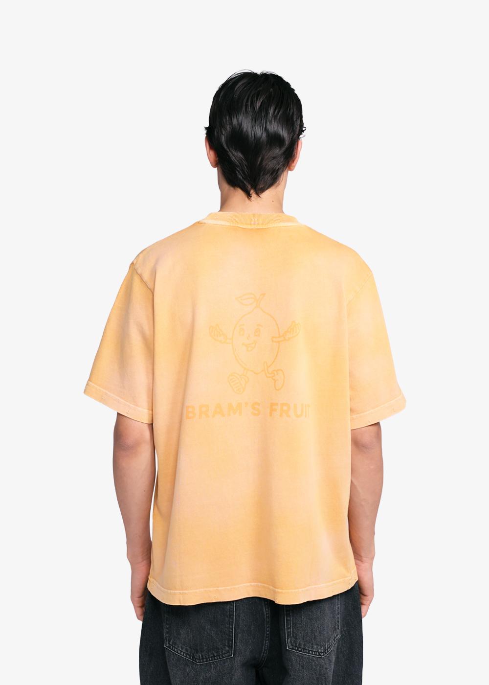 Bram'S Fruit Distressed Big Lemon Outline T-Shirt Orange