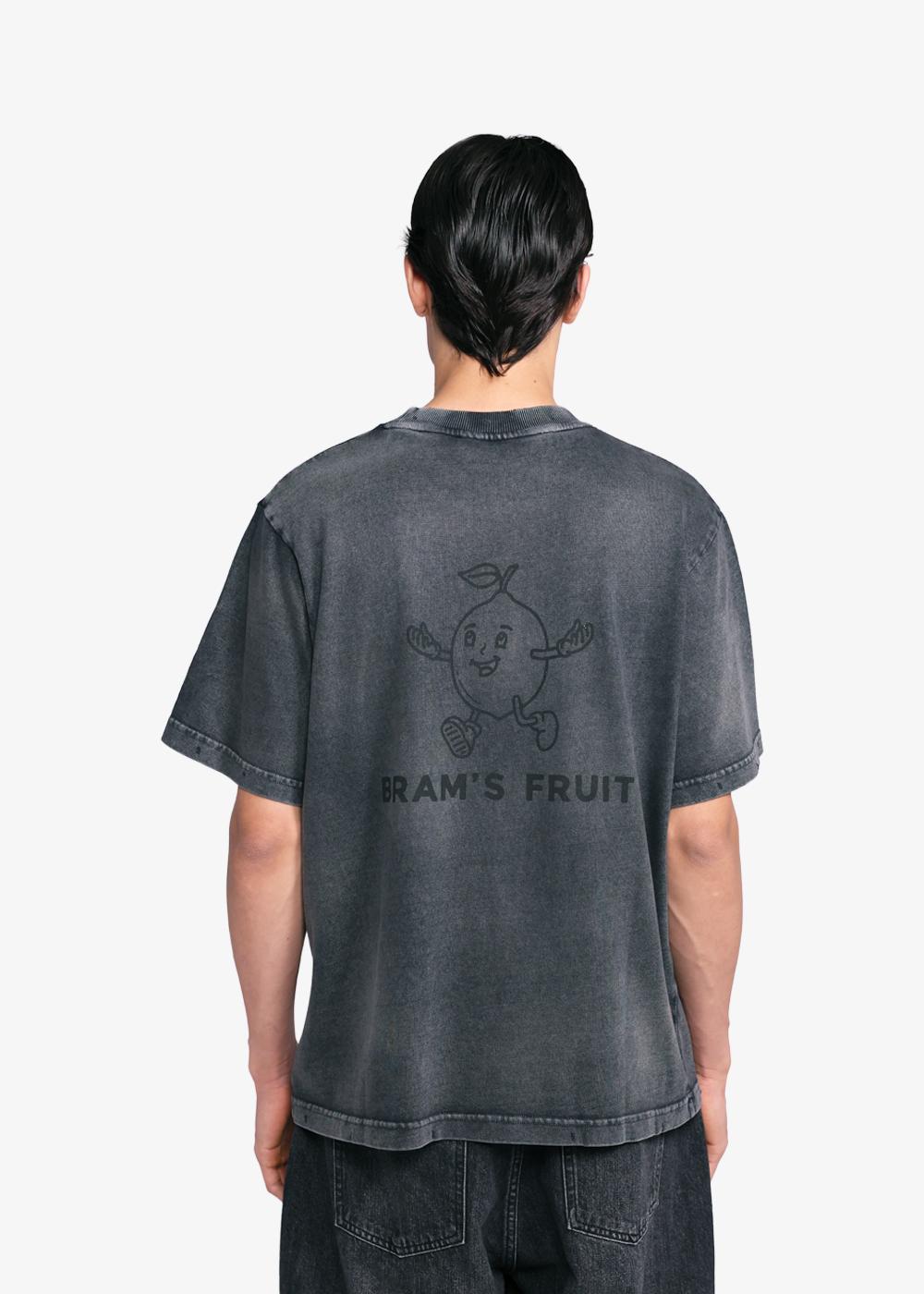 Bram'S Fruit Distressed Big Lemon Outline T-Shirt Shadow Black
