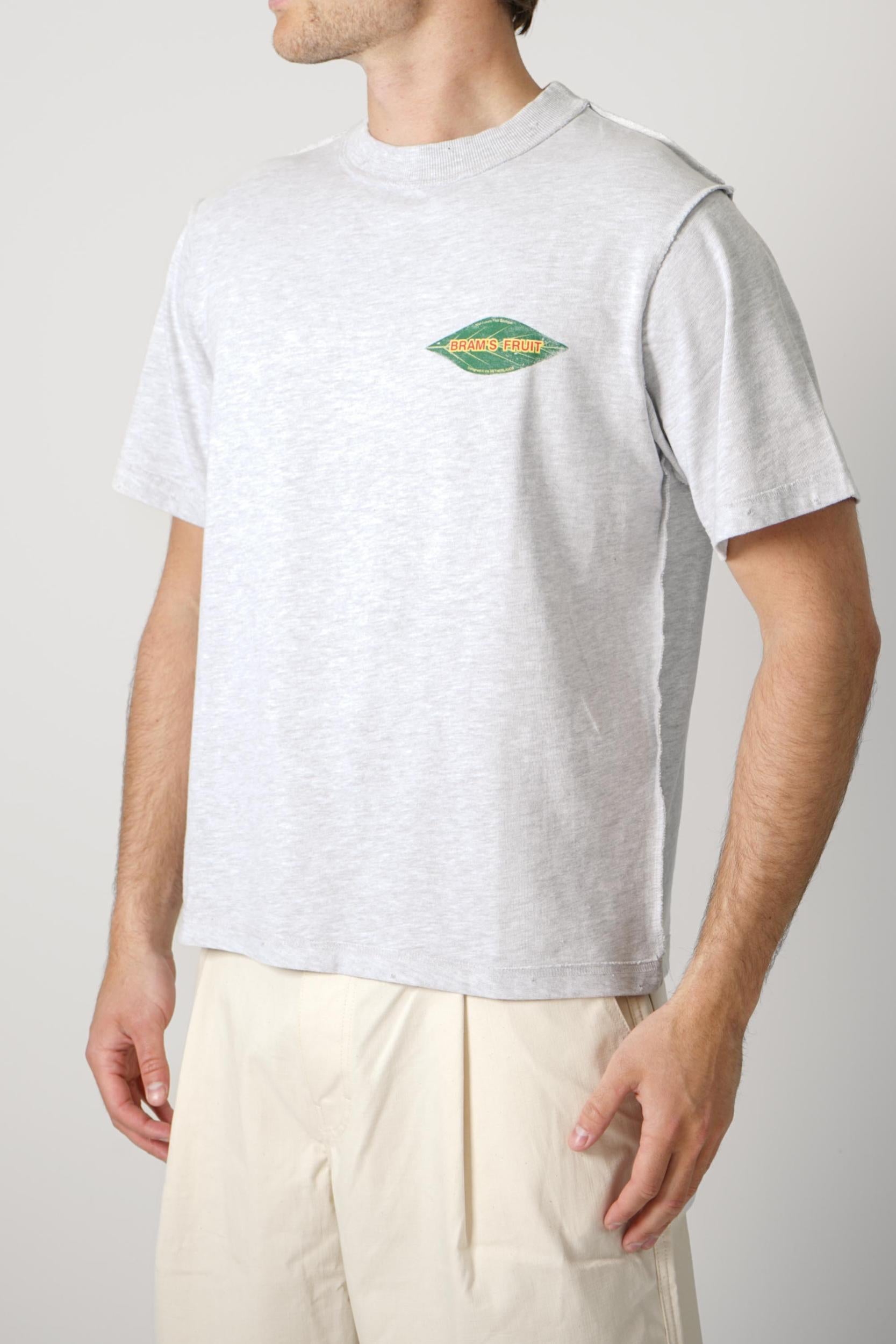 Bram'S Fruit Distressed Leaf T-Shirt Grey