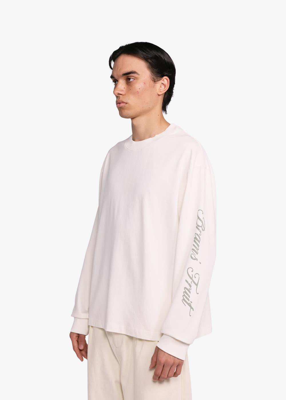 Bram'S Fruit Distressed Script Logo Longsleeve White