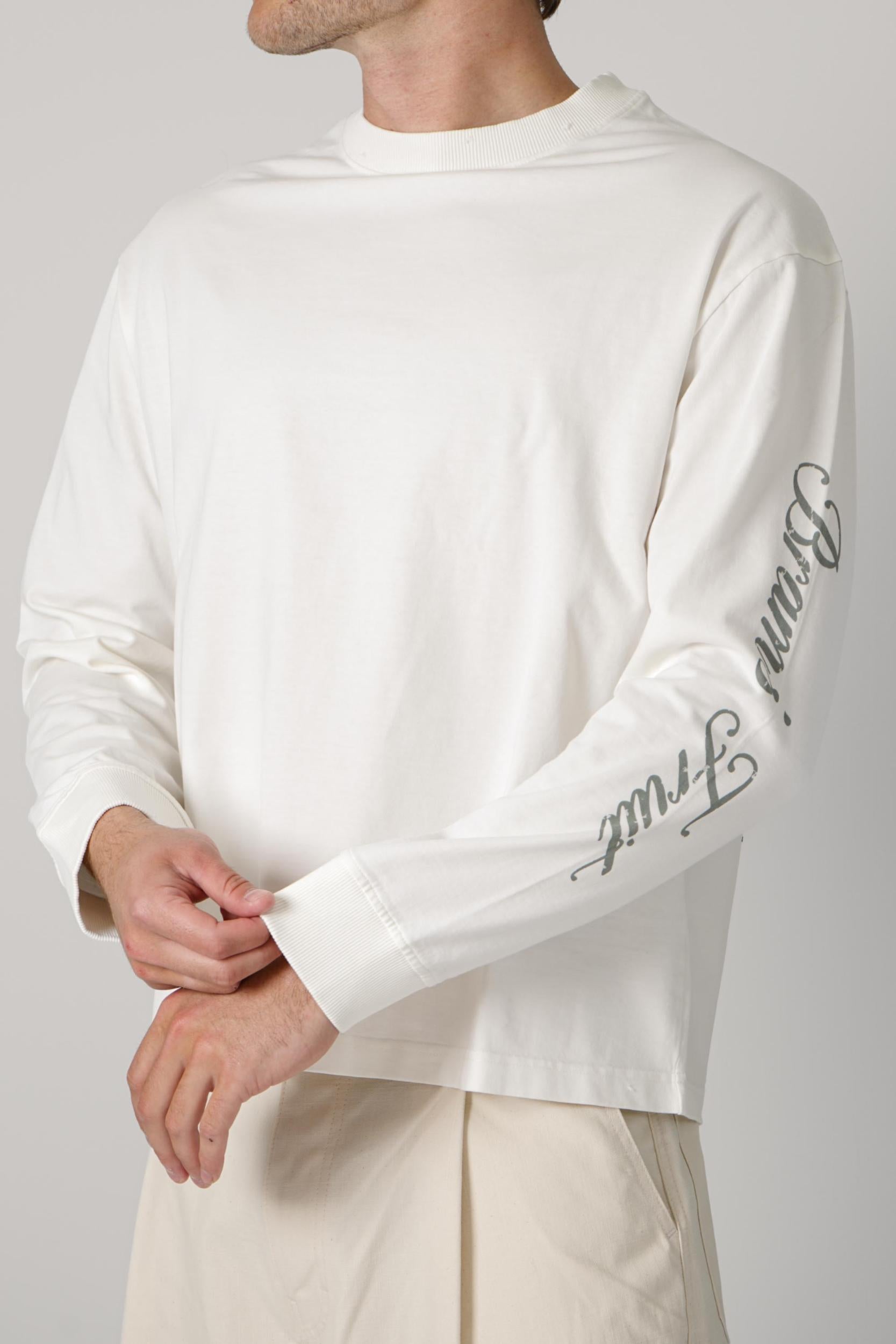 Bram'S Fruit Distressed Script Logo Longsleeve White
