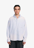 Bram'S Fruit Striped Oxford Distressed Longsleeve Light Blue