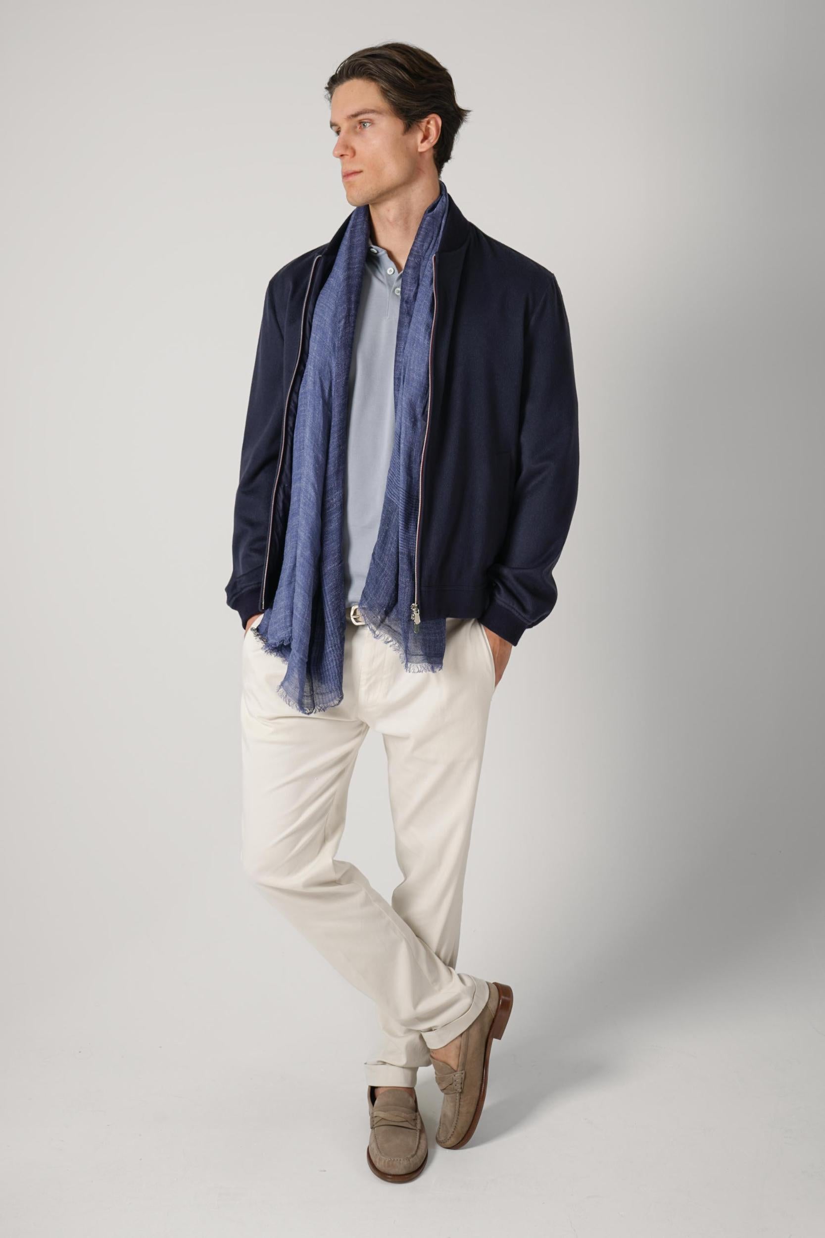 Brunello Cucinelli Cashmere Bomber Avio Blue