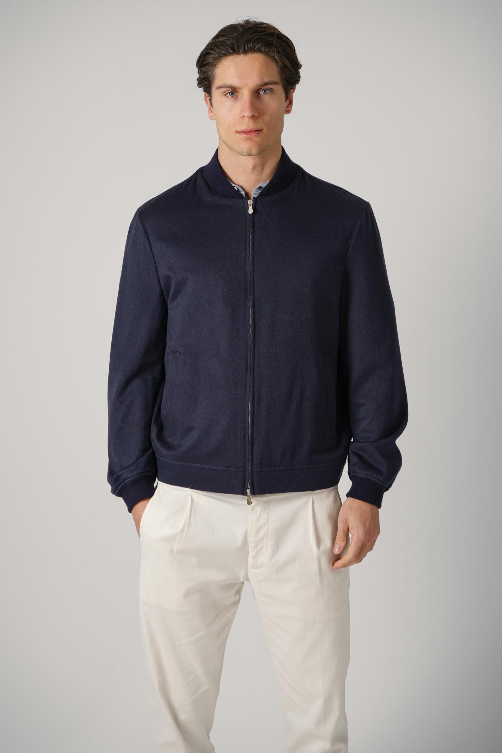 Brunello Cucinelli Cashmere Bomber Avio Blue